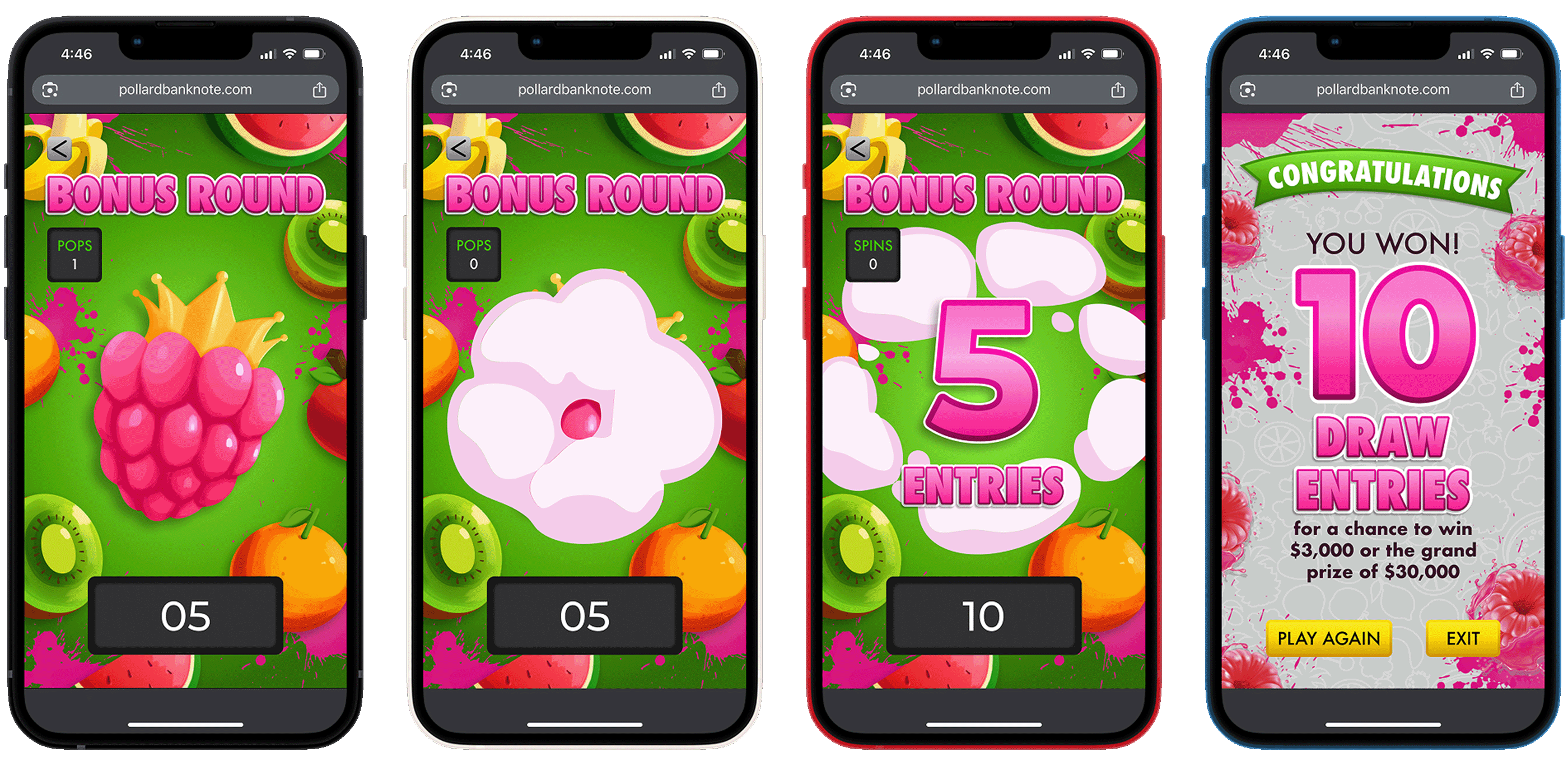 Fruit Explosion bonus screens